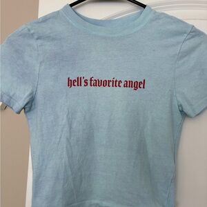 Urban Outfitters Light Blue Tee with Red Text